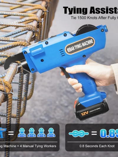 8mm-34mm Automatic Rebar Tier Binding Machine 12V 4500mAh Electric Handheld Rebar Tying Machine Wire Pliers Tool Kit w/Batteries