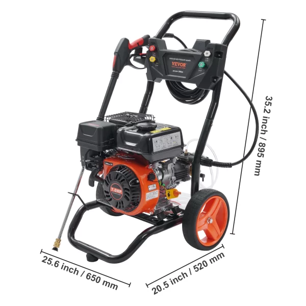 SucceBuy Gas Pressure Washer 3600 PSI 2.6 GPM Gas Powered Pressure Washer with Copper Pump Spray Gun and Extension Wand 5Nozzles - Image 7