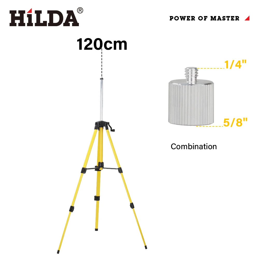 HILDA 1.2M/1.5M 5/8 Inch Adjustable Height Thick Ferroalloy Tripod Laser Level Stand Base for Self Leveling - Image 9