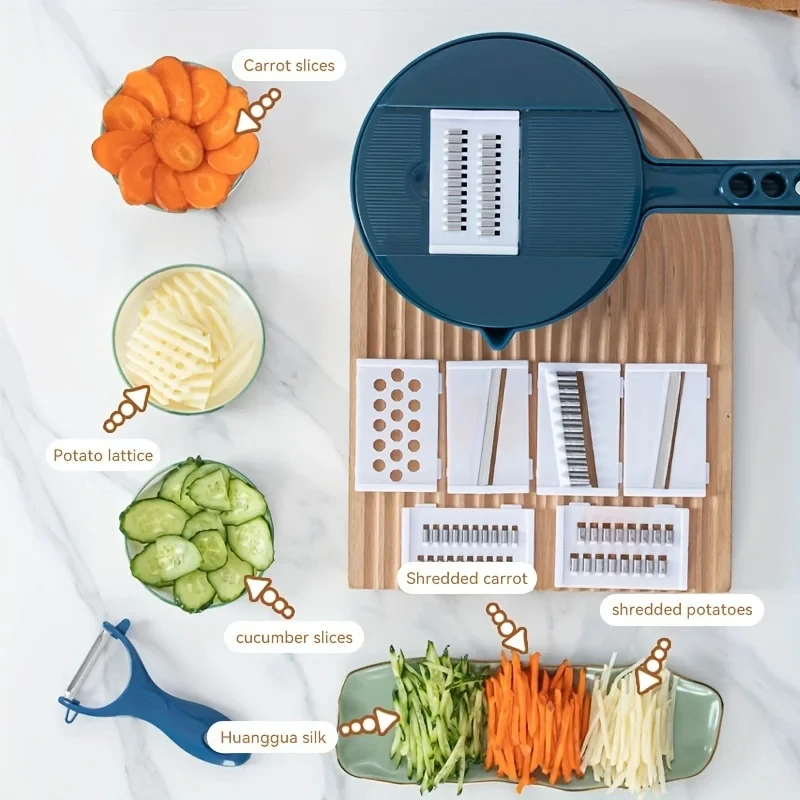 9 in 1 Vegetable Cutter Multi-Functional Potatoes Manually Cut Shred Slicer Grater - Image 14