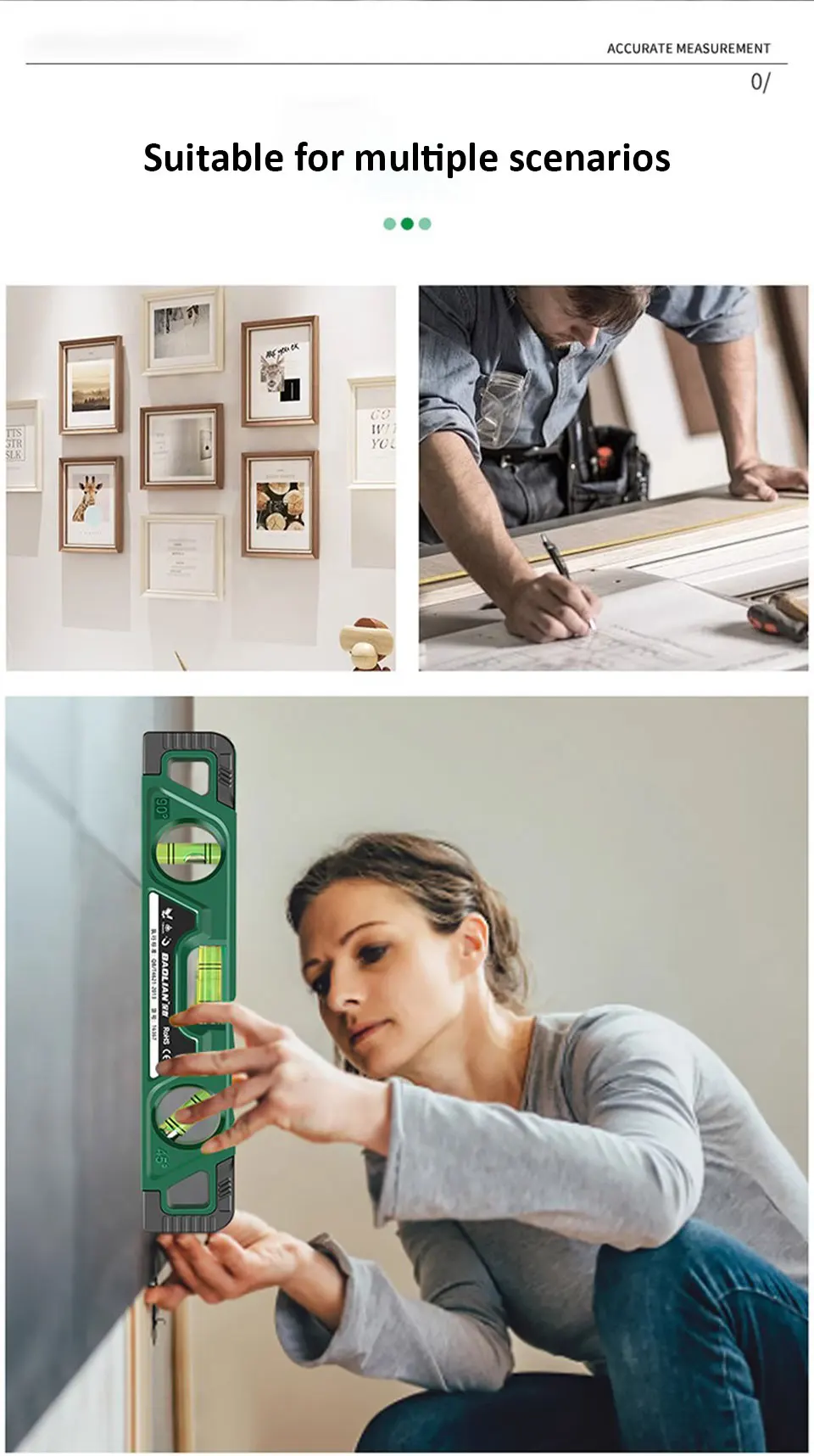 225MM Three Bubble Level Ruler High Precision Spirit Level Magnetic Lever Angle Gauge Finder - Image 17