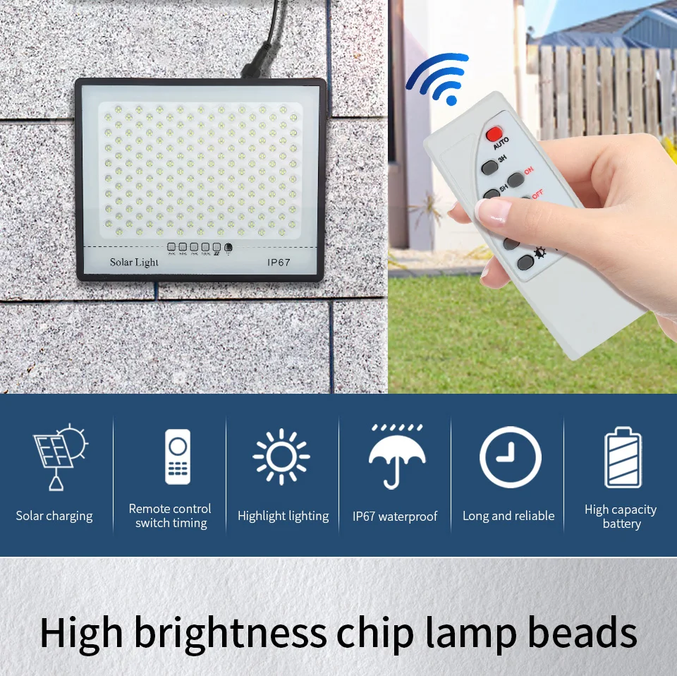 300W Solar Lamp Outdoor Waterproof Spotlights Solar Lights Remote Control Solar Floodlight - Image 11