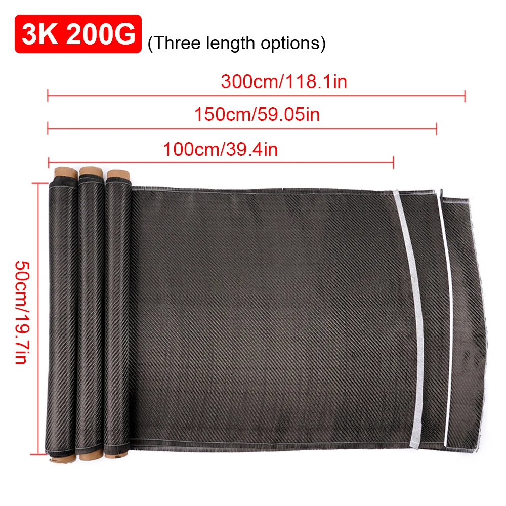 3K 200gsm Carbon Fiber Cloth 50cm/30cm wide Plain Carbon Fabric - Image 4