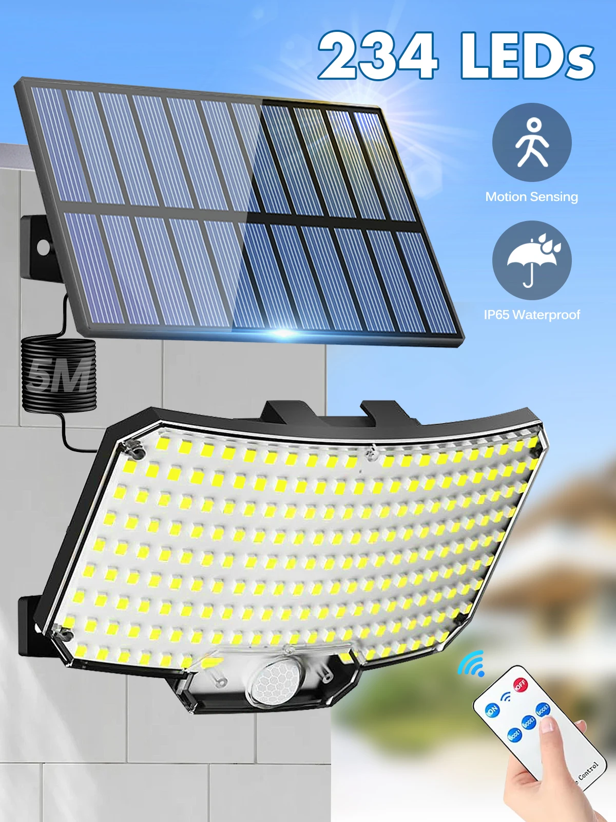 Solar Lights Outdoor 234LED 3 Modes Motion Sensor Flood Lights with Remote - Image 9