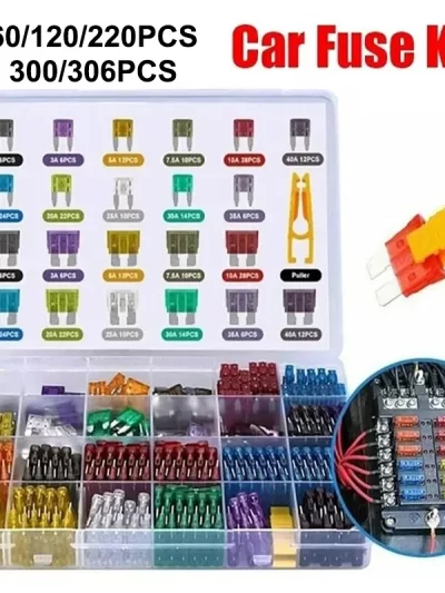 Fuse boxes come in various specifications, with 60 and 120PCS not having medium fuses, while 60PCS are packaged in bags