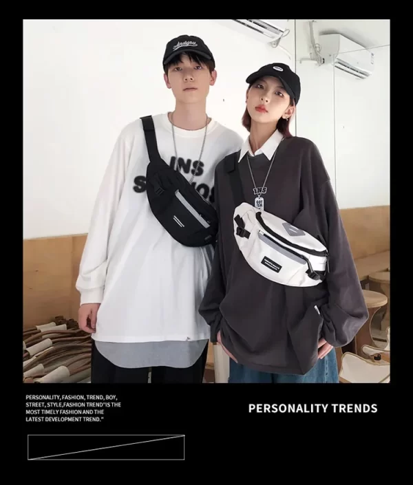 Japanese Harajuku Reflective Chest Bag Women and Men Waist Bag Collage Student Crossbody Bags Purses and Handbags - Image 10