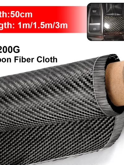 3K 200gsm Carbon Fiber Cloth 50cm/30cm wide Plain Carbon Fabric