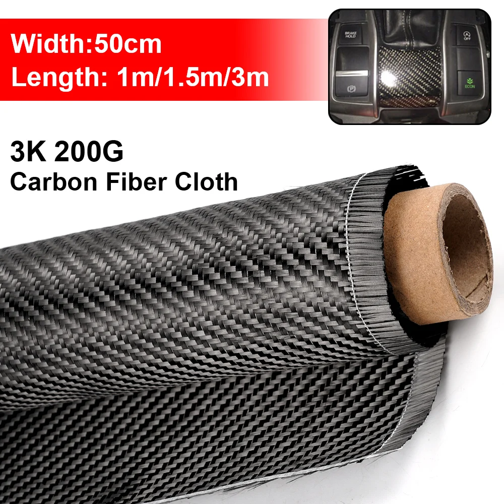 3K 200gsm Carbon Fiber Cloth 50cm/30cm wide Plain Carbon Fabric