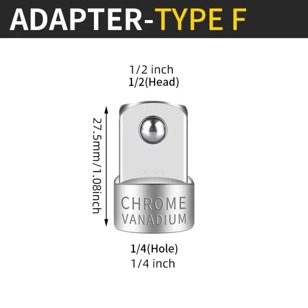 Onnfang Socket Adapter Drive Head Ratchet Wrench 1/2 3/8 1/4 CR-V Chrome Vanadium Steel - Image 15