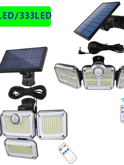 1 PACK Outdoor Motion Sensor Lamp, 4-Head Solar Power Light, 122 LED Solar Light, Flood Lights ,3000 Lumens,270° Lighting  Range