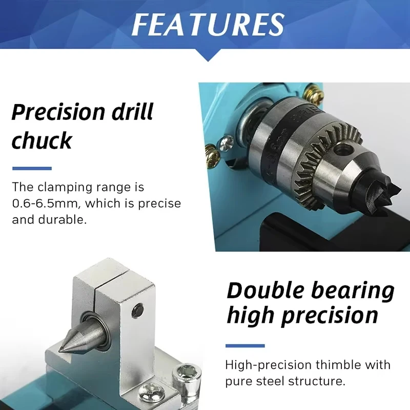 Electric Wood Mini Lathe Machine - Beads Grinding Polishing Beading Woodturning Lathe for Craft And DIY Projects - Image 5