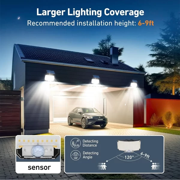 Solar Lights Outdoor 234LED 3 Modes Motion Sensor Flood Lights with Remote - Image 3