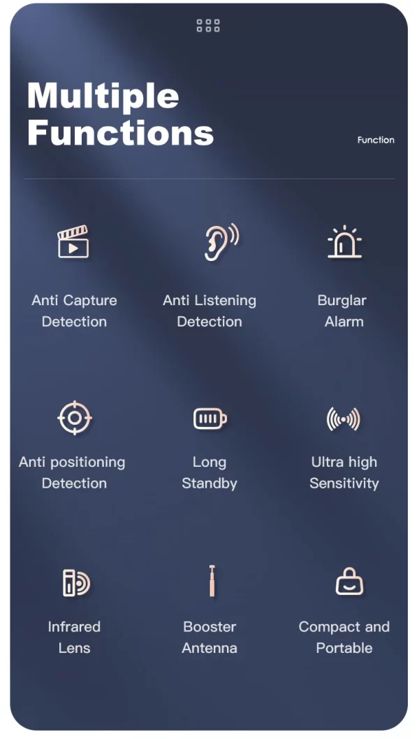 Hidden Camera Detector Anti-Spy Car GPS Tracker Listening Device Bug RF Wireless All Signal Scanner Gadget Security Protection - Image 10