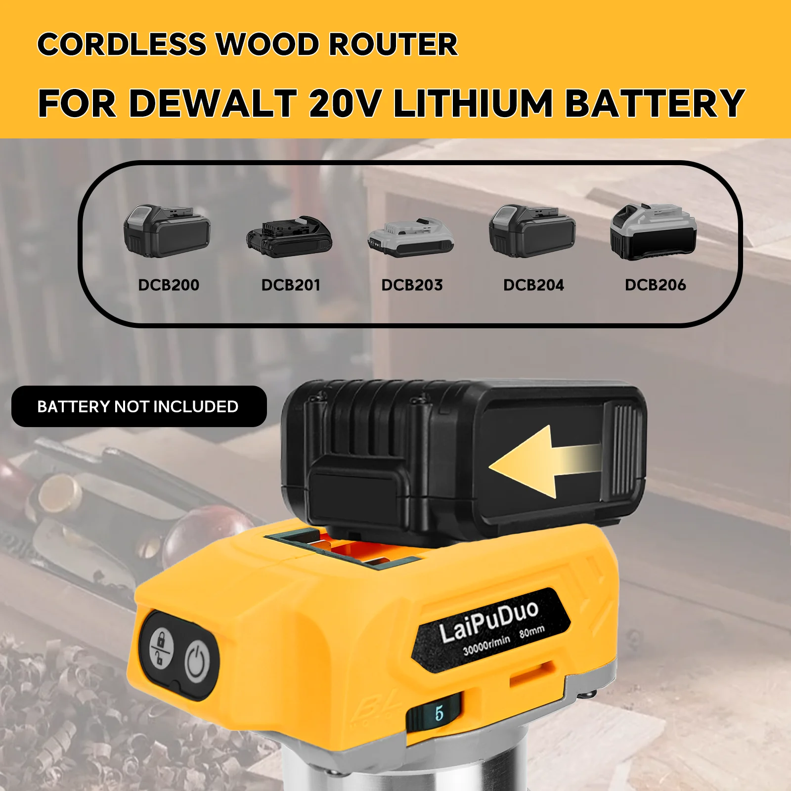 Cordless Wood Router 800W 30000RPM Brushless Electric Trimmer Woodworking Trimming Machine for Dewalt 20V Battery (No Battery) - Image 8