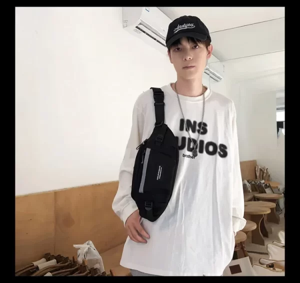 Japanese Harajuku Reflective Chest Bag Women and Men Waist Bag Collage Student Crossbody Bags Purses and Handbags - Image 21