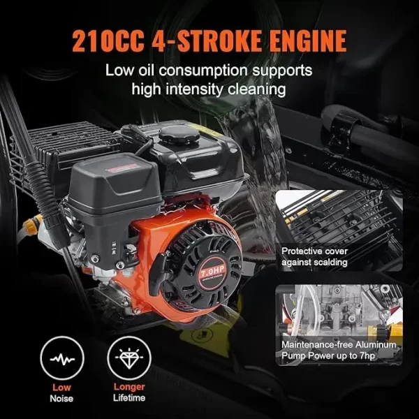 Gas Powered Pressure Washer 3400 PSI 2.6 GPM, with Spray Gun and Extension Wand - Image 11