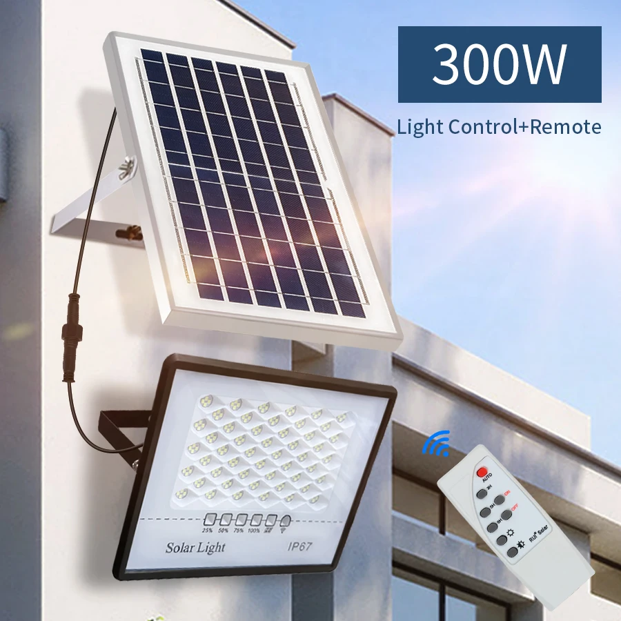 300W Solar Lamp Outdoor Waterproof Spotlights Solar Lights Remote Control Solar Floodlight