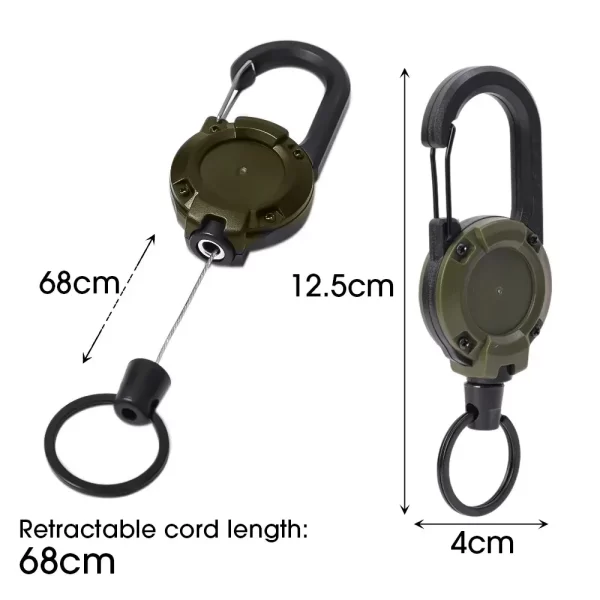 Retractable Heavy Duty Pull Reel Carabiner Key Chains Strong Steel Wire Rope - Image 6