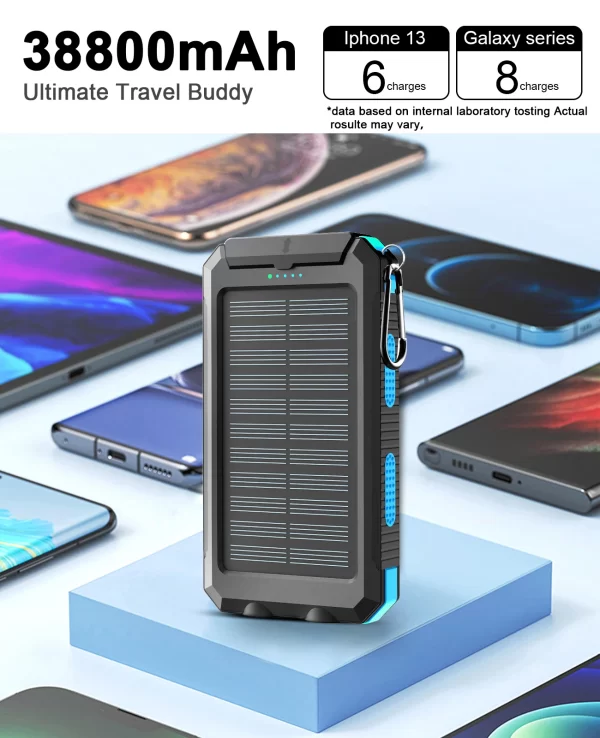 Waterproof Outdoor Solar Power Bank 38800mAh Dual USB Travel Outdoor Solar Mobile Phone Charger Solar - Image 13