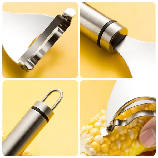 Stainless Steel Corn Peeler Serrated Corn Stripper Peelers Cob Shaver Planer - Image 16