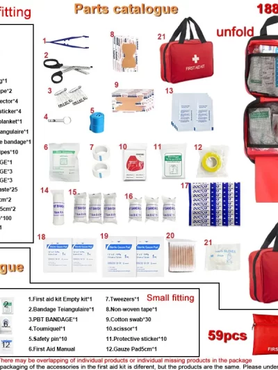 First Aid Kit - 188 pcs  fully stocked with emergency and survival essentials