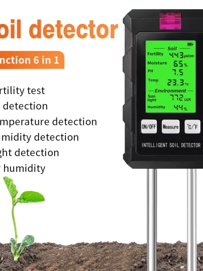 6 in 1 Digital Soil Tester Multifunctional Soil PH Detector Moisture Fertility pH