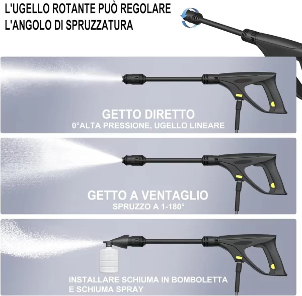 Electric High Pressure Washer 1600W,120bar,380l/h Adjustable Lance from 0 to 180°,7m Flexible Hose - Image 5