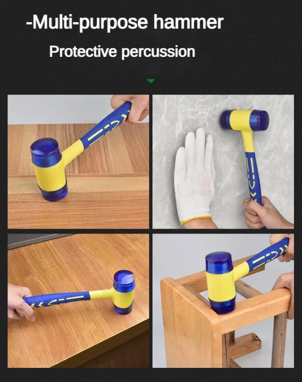 1 double headed installation hammer, 25mm to 45mm rubber hammer with rubber handle - Image 5