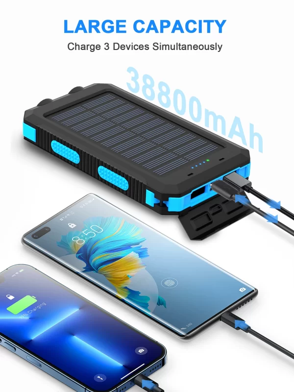 Waterproof Outdoor Solar Power Bank 38800mAh Dual USB Travel Outdoor Solar Mobile Phone Charger Solar - Image 11