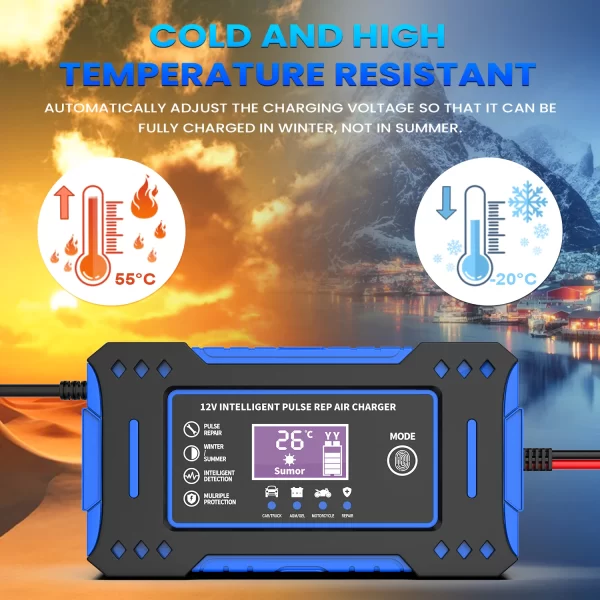 Battery Repair LCD Display 6A 12V Intelligent Car Battery Charger Car and Motorcycle Battery Charging Unit - Image 3