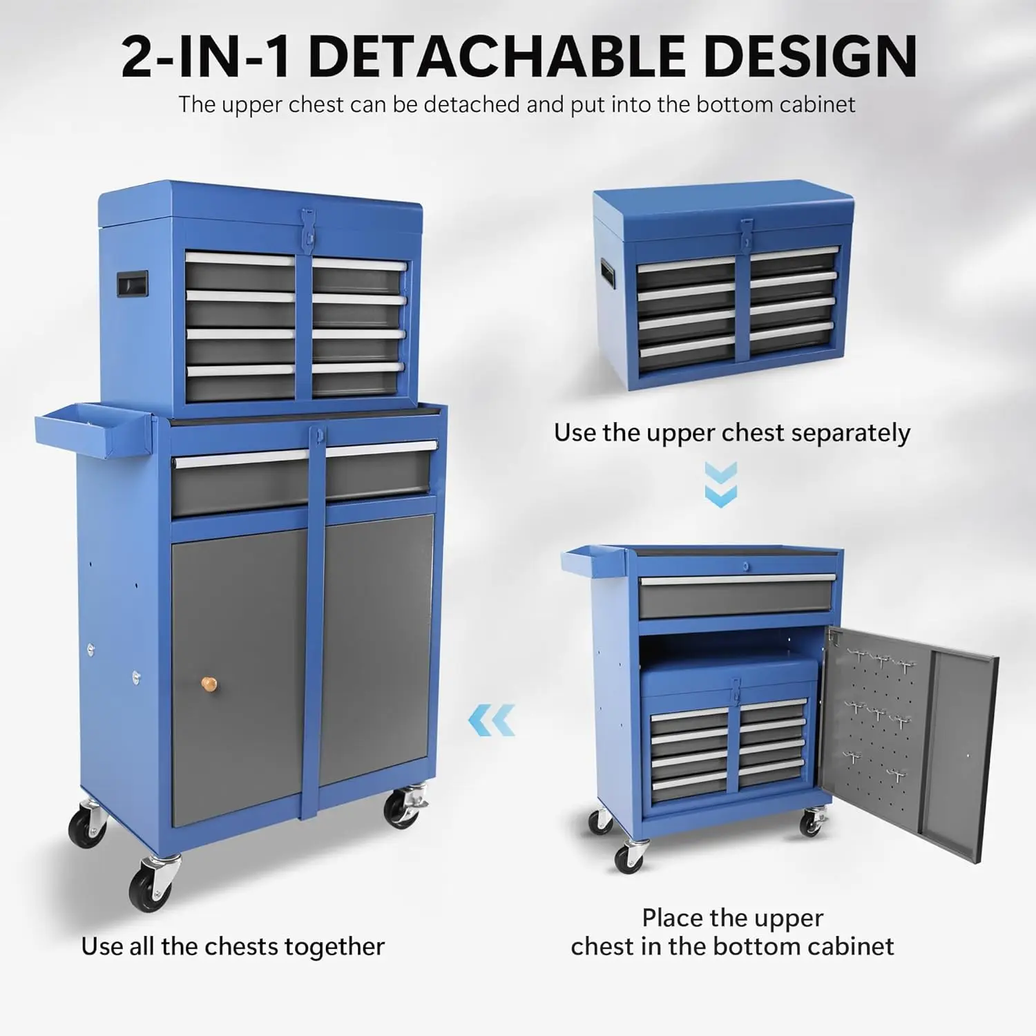 Roller cabinet with 5 drawers removable top box with inner lining adjustable shelf locking mechanism - Image 13
