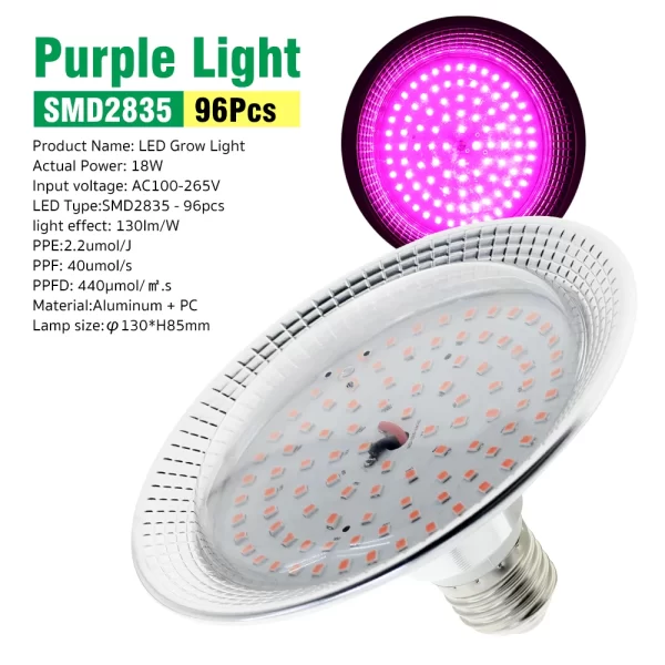 E27 18W Full Spectrum LED Grow Light Sunlike Phytolamp Bulb for Plants Flower Greenhouse Tent Hydroponic - Image 14