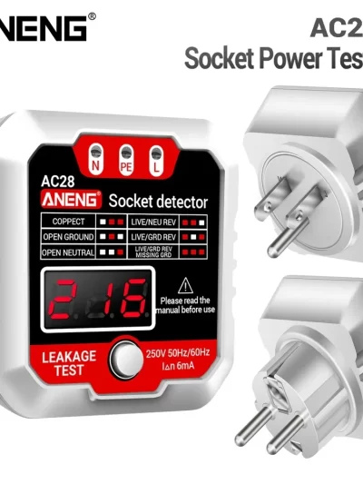 ANENG AC27/AC28 Digital Socket Power Tester  50Hz/60Hz Socket Polarity Detector Voltage Tester Circuit Breaker Finder EU/US Plug