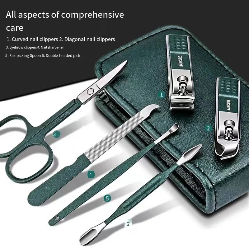 Nail Scissors Set Household High End Mens And Womens Special Nail Clippers Manicure Beauty Tools 6 Piece - Image 3