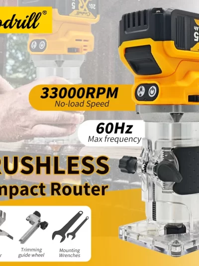 Brushless Electric Trimmer Cordless Woodworking Trimming Machine Wood Router For DeWalt 20V Battery