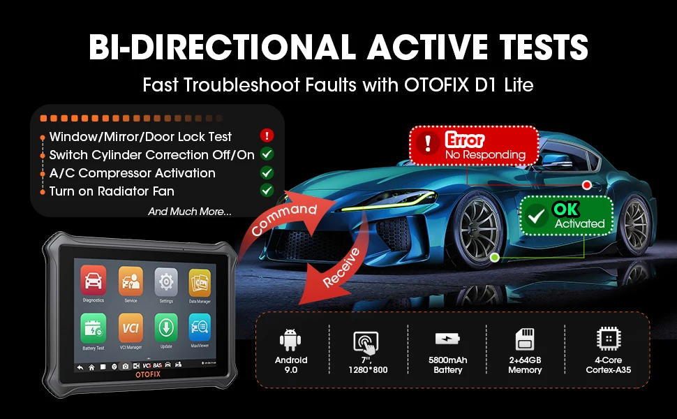 OTOFIX D1 Lite Bluetooth Scanner Bidirectional Diagnostic Tool 2 Year Free Update All System Diagnostic Scanner AutoAuth FCA SGW - Image 9