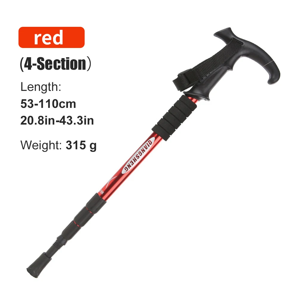 Outdoor Folding Trekkings Pole 4-Section Portable Walking Hiking Telescopic Stick Lightweight - Image 10