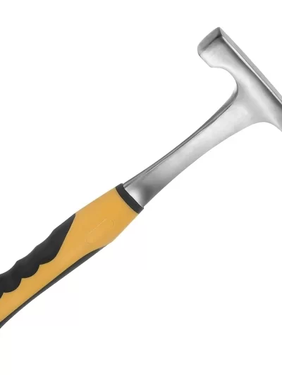 1pc High Carbon Steel Rock Pick Hammer, All-Steel Geological Claw Hammer with Non-Slip Rubber Handle