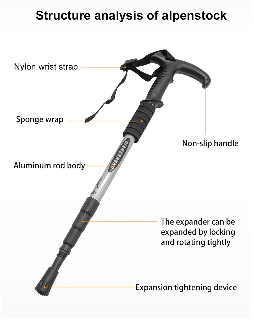 Outdoor Folding Trekkings Pole 4-Section Portable Walking Hiking Telescopic Stick Lightweight - Image 13