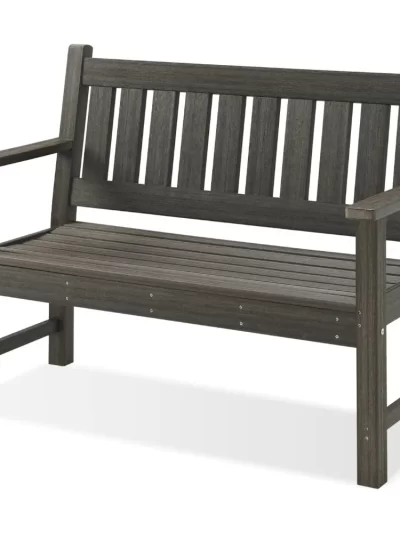 Outdoor Bench, 2-Person Garden Bench, Poly Lumber Patio Bench for Outdoors