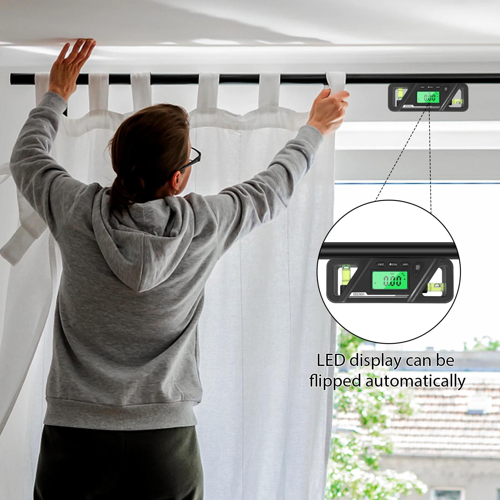 HW300 Inclinometer LCD Display Digital Protractor Level Meter Angle Measuring Inclinometer 90°Level Neodymium Magnetic Base - Image 13