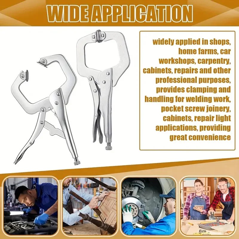 1/2pcs 6in Heavy-Duty Locking C-Clamp Pliers Adjustable Welding Clamp - Image 7