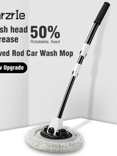 2022 New 15 Degree Bend Car Cleaning Brush Car Wash Brush Chenille Broom Telescoping Long Handle Cleaning Mop