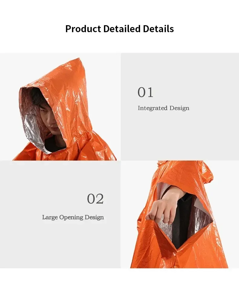 Emergency Raincoat Poncho Waterproof Rainwear Blanket Survival Camping Equipment - Image 17
