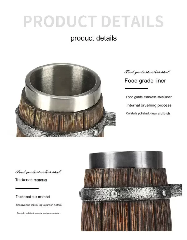 Hot-selling Wooden Barrel Beer mug , Large-capacity  Coffee mug - Image 11