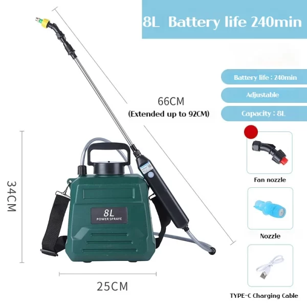 Shoulder-type electric pesticide sprayer 2000mAh lithium battery comes with bucket USB charging - Image 16