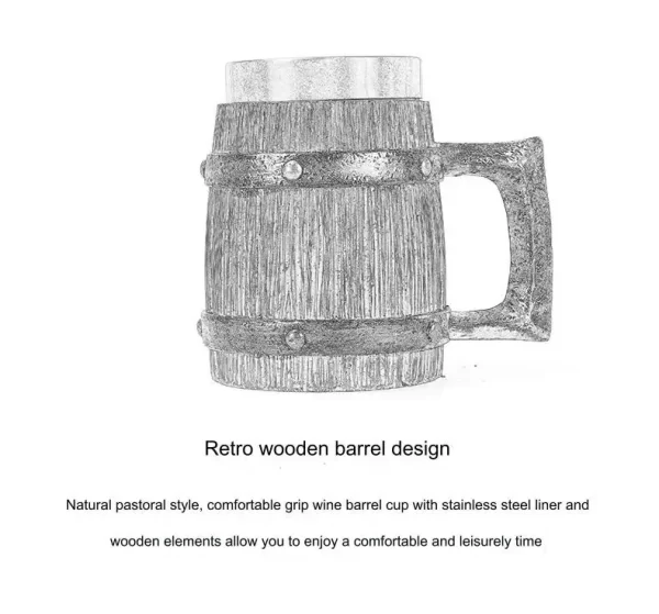 Hot-selling Wooden Barrel Beer mug , Large-capacity  Coffee mug - Image 7