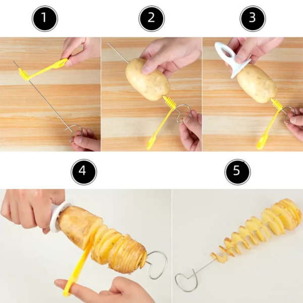 1Set Stainless Steel Plastic Rotate Potato Slicer Twisted Potato Spiral Slice Cutter - Image 20