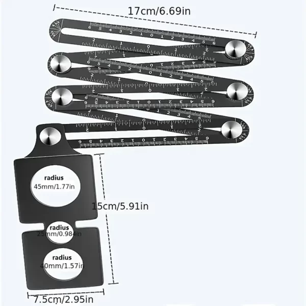 6 Fold Set Construction Angle Measuring Ruler Aluminum Alloy - Image 4