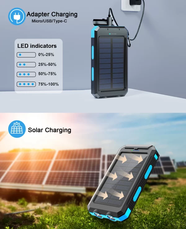 Waterproof Outdoor Solar Power Bank 38800mAh Dual USB Travel Outdoor Solar Mobile Phone Charger Solar - Image 12
